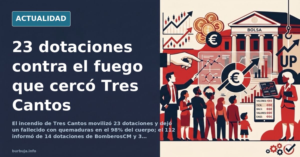 Columna de humo sobre monte seco y urbanizaciones de Tres Cantos durante el incendio de Soto de Viñuelas