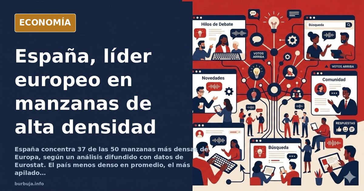 Vista aérea de manzanas urbanas densas con edificios altos y calles estrechas en una ciudad española