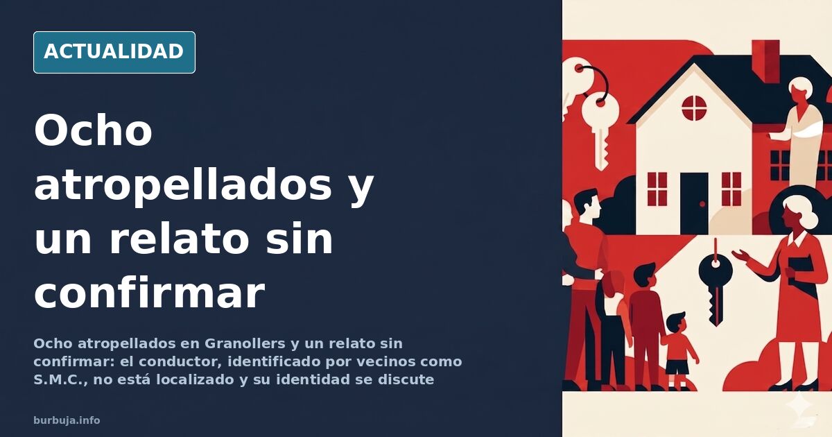 Calle urbana de Granollers con coche parado y grupo de personas atropelladas en el asfalto