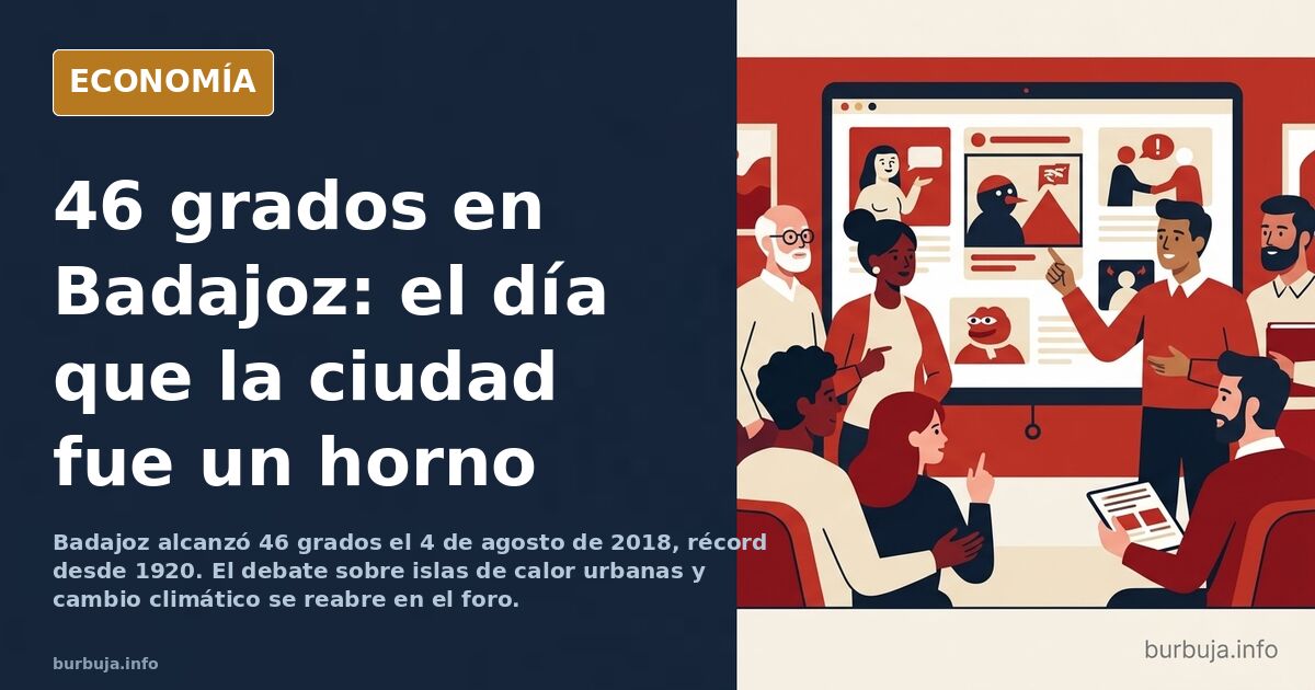 Termómetro de calle marcando 46 grados en Badajoz durante la ola de calor de agosto de 2018
