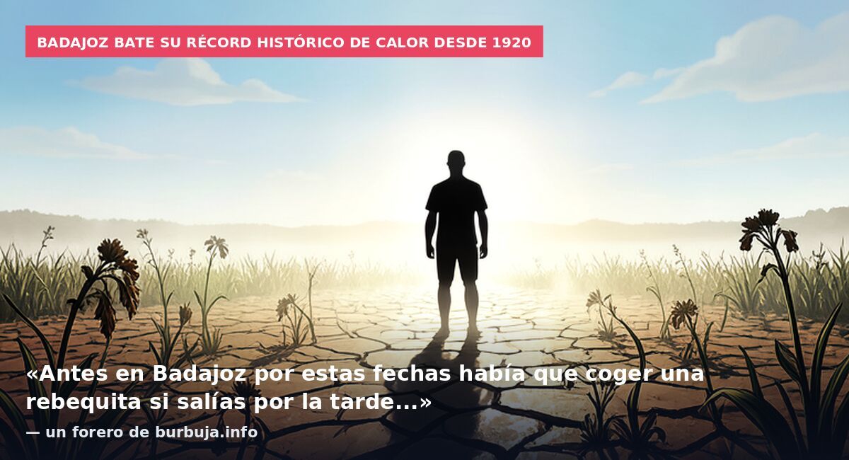 Badajoz bate su récord histórico de calor desde 1920: «Antes en Badajoz por estas fechas había que coger una rebequita si salías por la tarde...» — un forero de burbuja.info