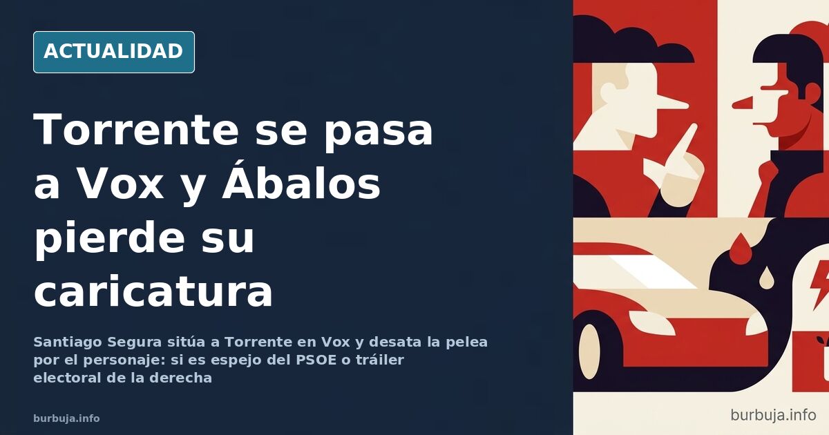 Ilustración editorial de un personaje caricaturesco con chándal y puro frente a un cartel electoral, reflejando el debate sob