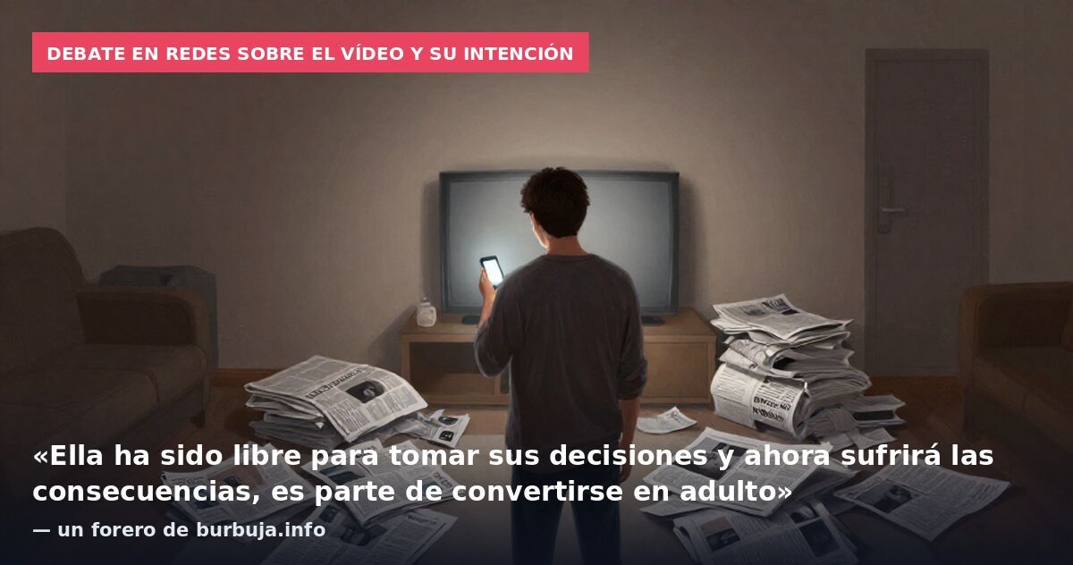 Debate en redes sobre el vídeo y su intención: «Ella ha sido libre para tomar sus decisiones y ahora sufrirá las consecuencias, es parte de convertirse en adulto» — un forero de burbuja.info