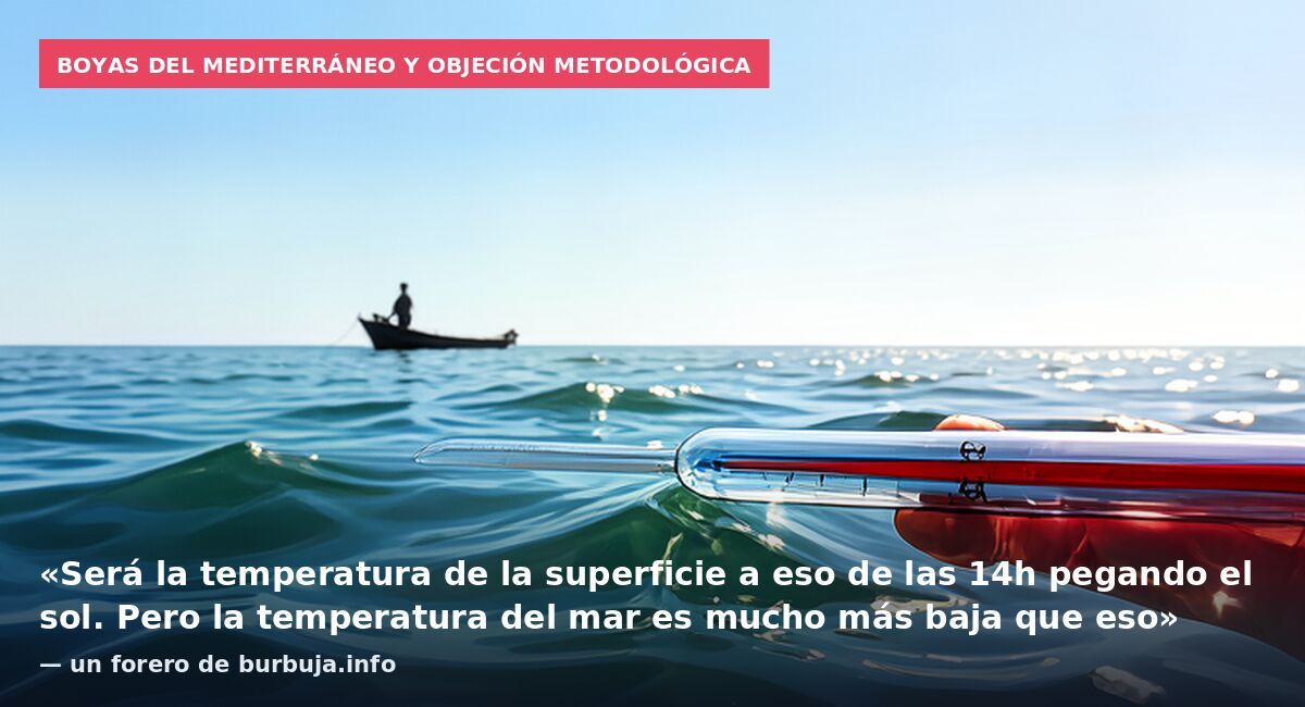 Boyas del Mediterráneo y objeción metodológica: «Será la temperatura de la superficie a eso de las 14h pegando el sol. Pero la temperatura del mar es mucho más baja que eso» — un forero de burbuja.info