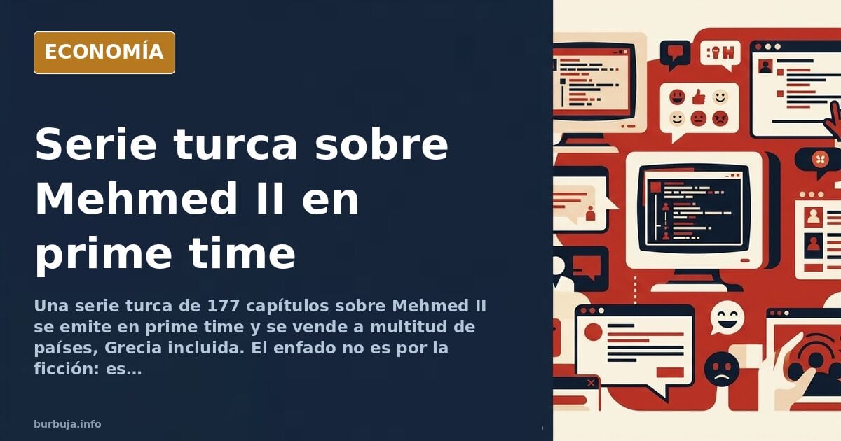 Ilustración editorial de una serie turca sobre Mehmed II con silueta de Constantinopla y cañones de asedio