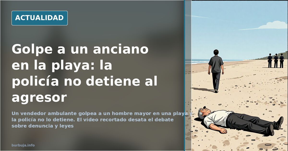 Un vendedor ambulante golpea a un hombre mayor en una playa