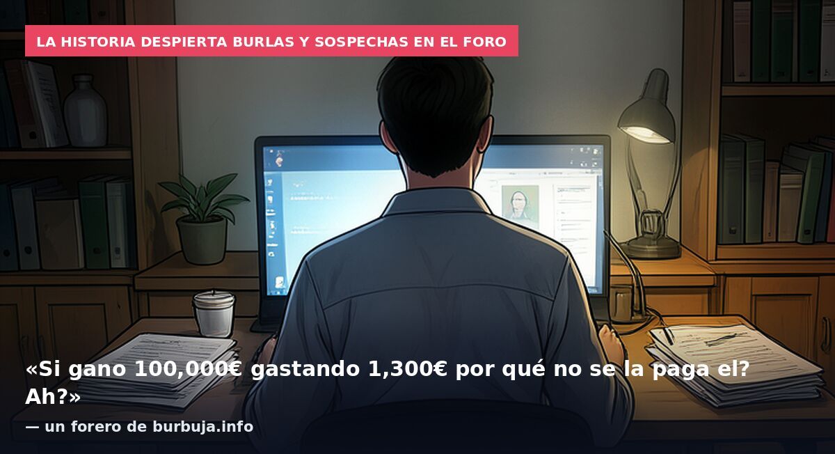La historia despierta burlas y sospechas en el foro: «Si gano 100,000€ gastando 1,300€ por qué no se la paga el? Ah?» — un forero de burbuja.info