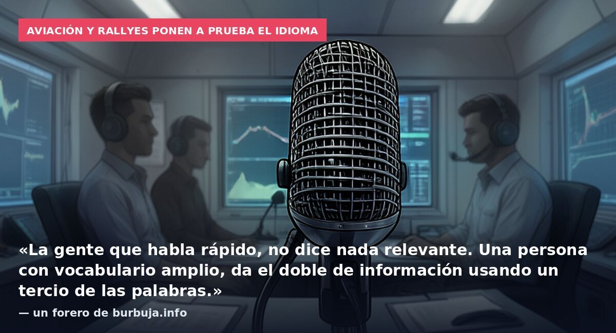 Aviación y rallyes ponen a prueba el idioma: «La gente que habla rápido, no dice nada relevante. Una persona con vocabulario amplio, da el doble de información usando un tercio de las palabras.» — un forero de burbuja.info
