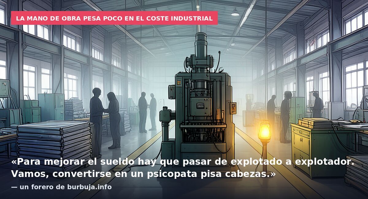 La mano de obra pesa poco en el coste industrial: «Para mejorar el sueldo hay que pasar de explotado a explotador. Vamos, convertirse en un psicopata pisa cabezas.» — un forero de burbuja.info