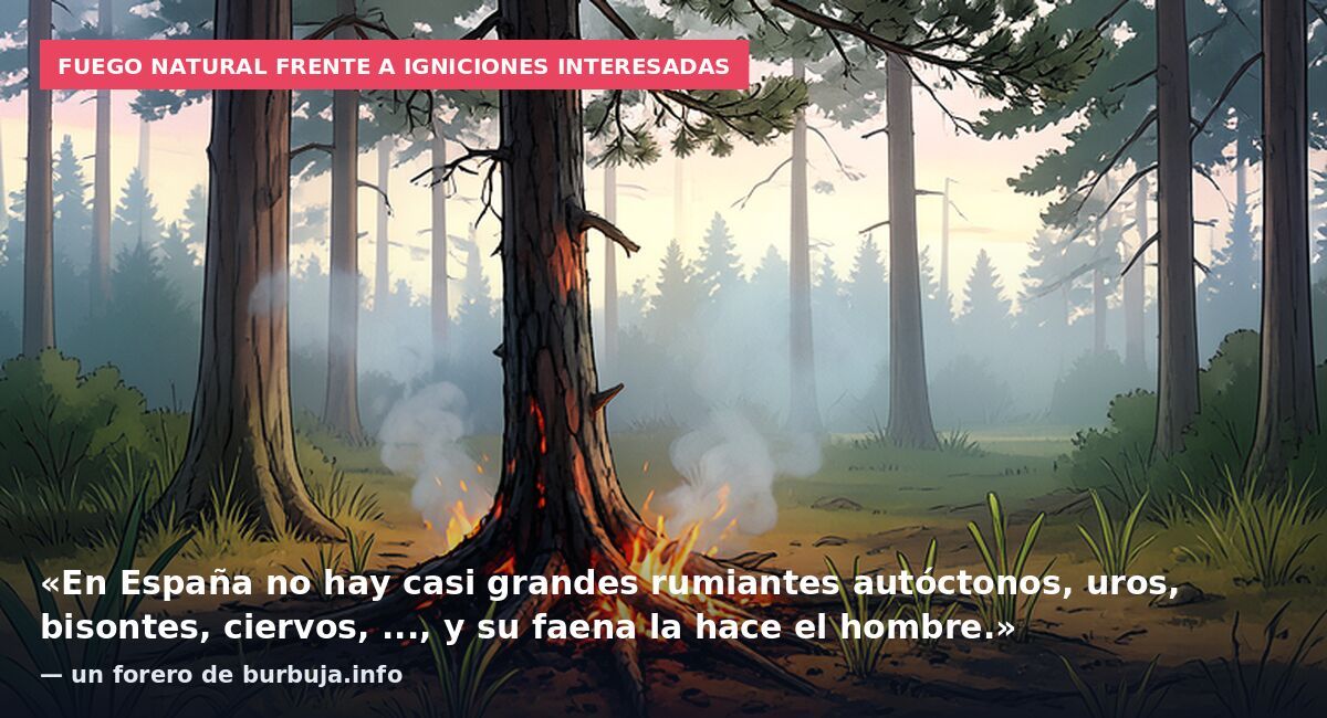 Fuego natural frente a igniciones interesadas: «En España no hay casi grandes rumiantes autóctonos, uros, bisontes, ciervos, ..., y su faena la hace el hombre.» — un forero de burbuja.info