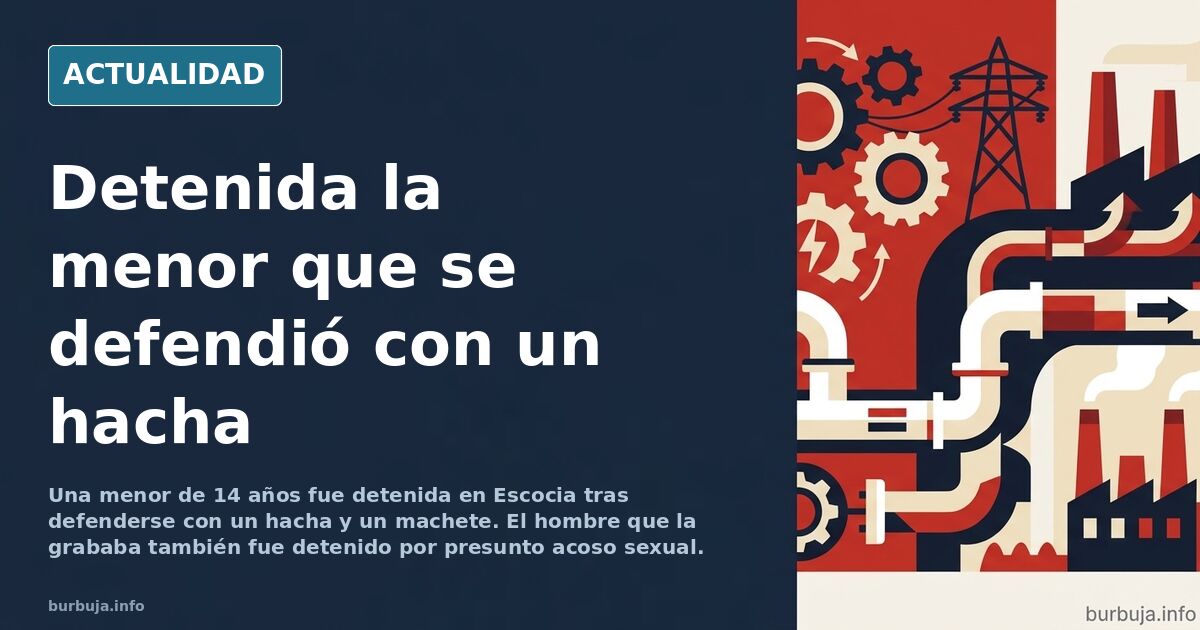 Ilustración editorial de una calle urbana con una figura joven sosteniendo un hacha y un machete junto a un hombre que graba 