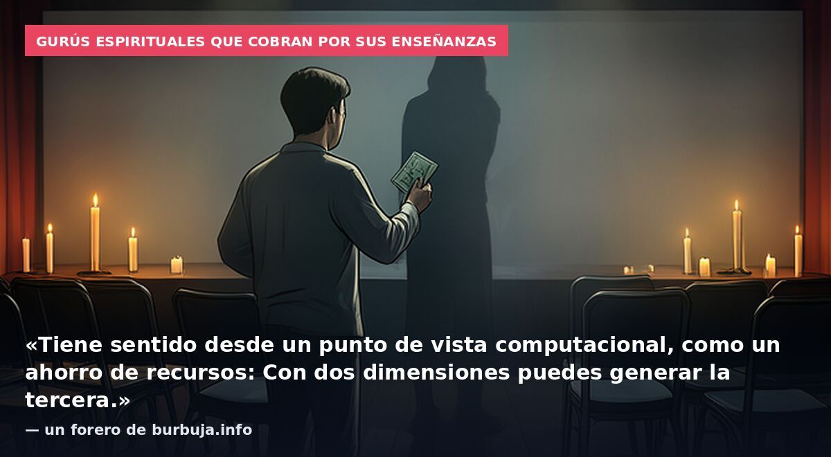 Gurús espirituales que cobran por sus enseñanzas: «Tiene sentido desde un punto de vista computacional, como un ahorro de recursos: Con dos dimensiones puedes generar la tercera.» — un forero de burbuja.info