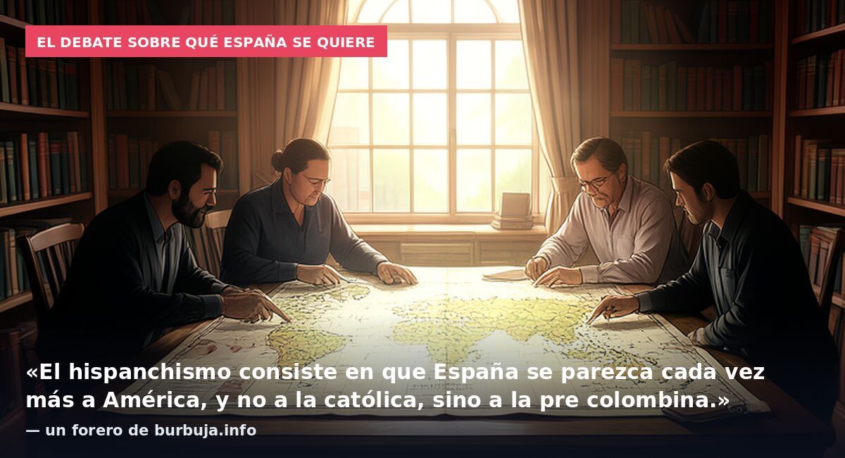 El debate sobre qué España se quiere: «El hispanchismo consiste en que España se parezca cada vez más a América, y no a la católica, sino a la pre colombina.» — un forero de burbuja.info