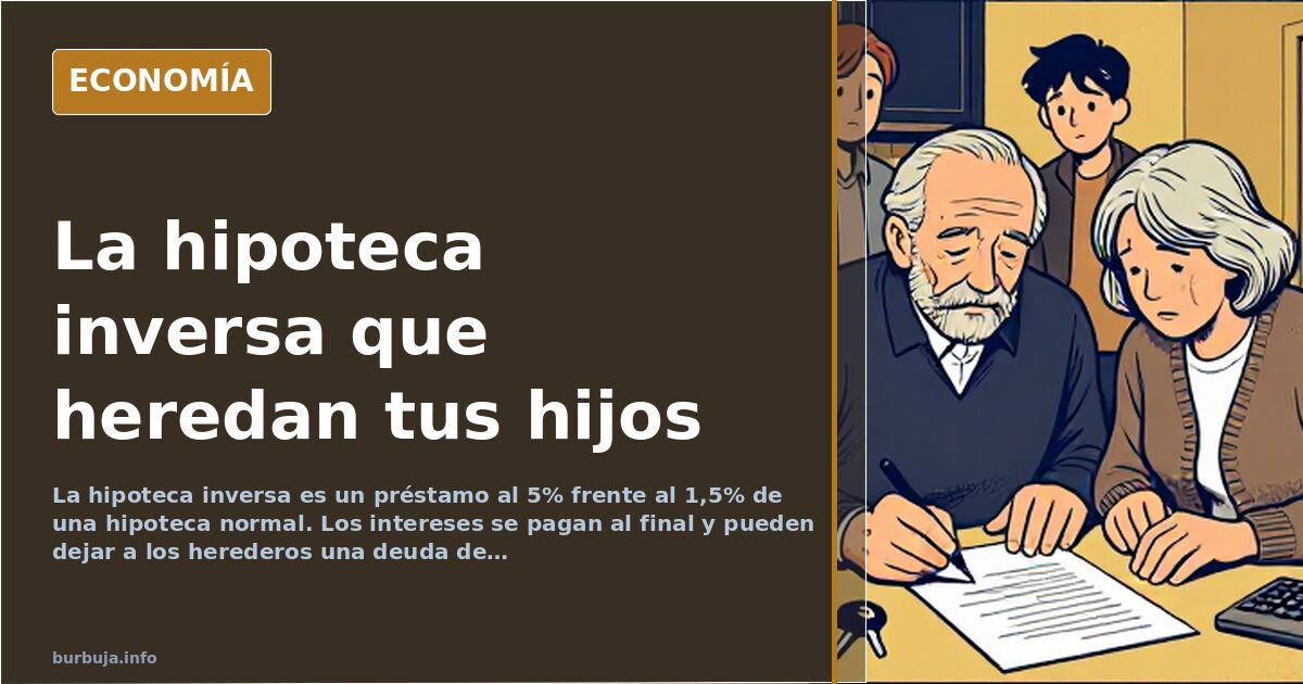 Hipoteca inversa: intereses del 5% que heredan los hijos