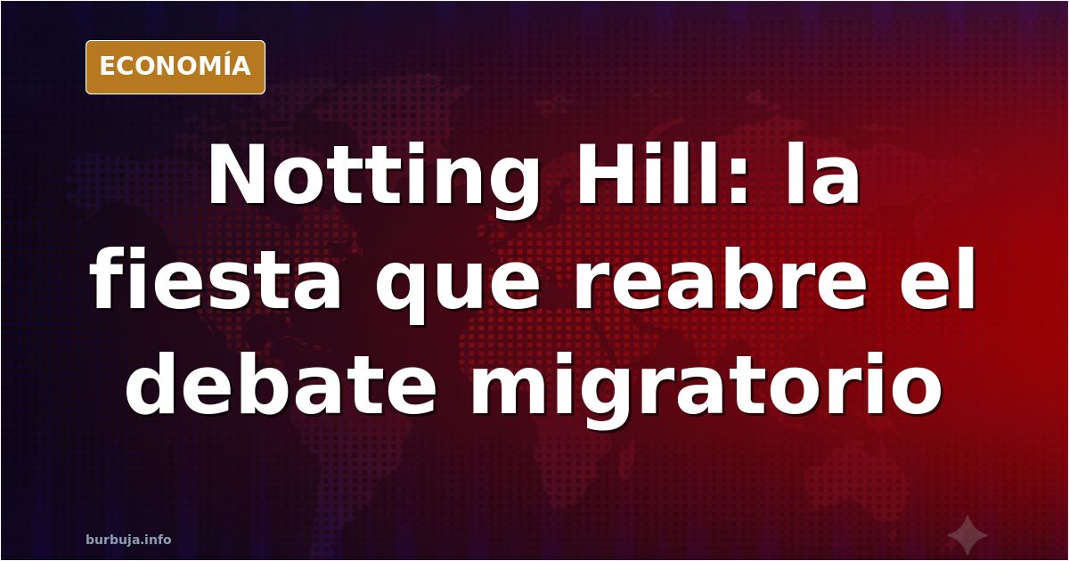 Multitud en el carnaval de Notting Hill, Londres, con personas disfrazadas y ambiente festivo, imagen que ilustra el debate m