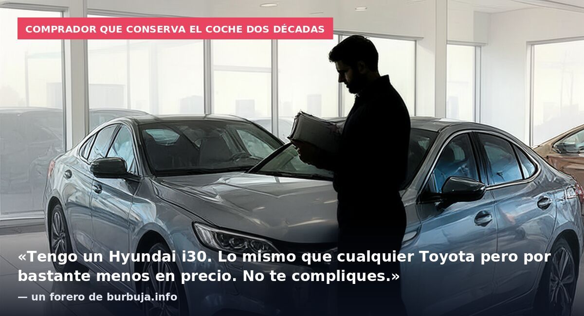Comprador que conserva el coche dos décadas: «Tengo un Hyundai i30. Lo mismo que cualquier Toyota pero por bastante menos en precio. No te compliques.» — un forero de burbuja.info