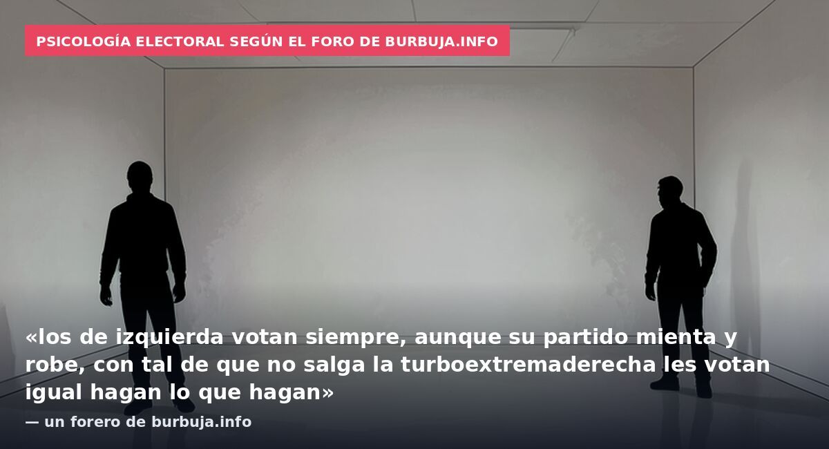 Psicología electoral según el foro de burbuja.info: «los de izquierda votan siempre, aunque su partido mienta y robe, con tal de que no salga la turboextremaderecha les votan igual hagan lo que hagan» — un forero de burbuja.info