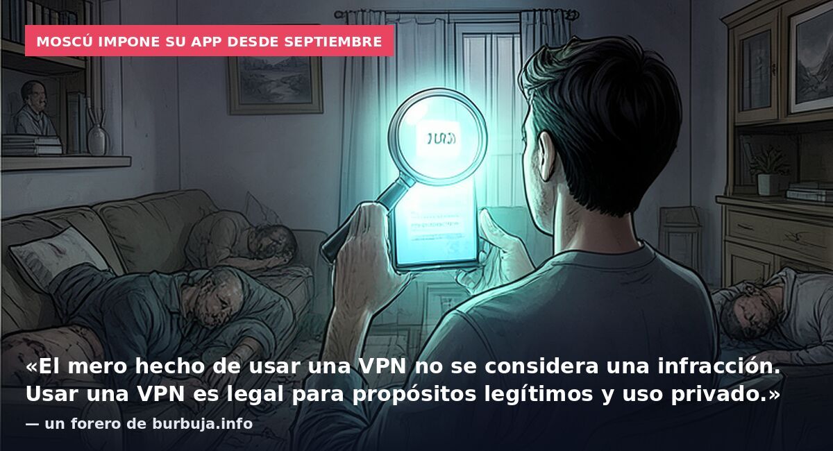 Moscú impone su app desde septiembre: «El mero hecho de usar una VPN no se considera una infracción. Usar una VPN es legal para propósitos legítimos y uso privado.» — un forero de burbuja.info