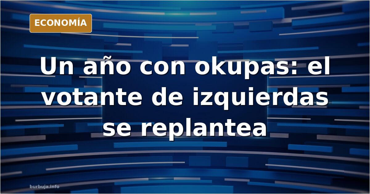 Ilustración editorial de una puerta de vivienda con una placa de okupación y una figura pensativa frente a ella