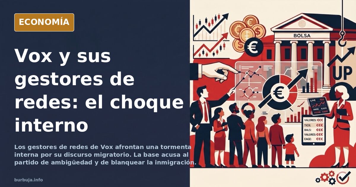 Ilustración editorial de un teléfono móvil mostrando una notificación de redes sociales con un mensaje sobre inmigración y el