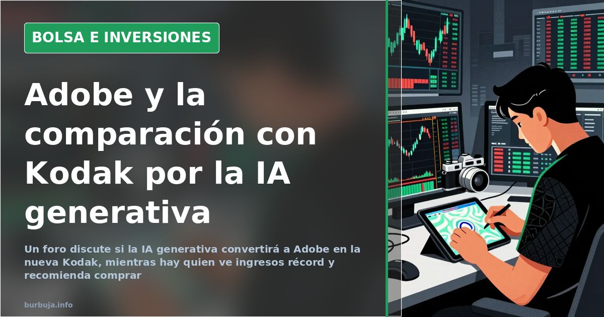 Gráfico de cotización de Adobe con velas japonesas sobre pantallas de mercado en fondo oscuro