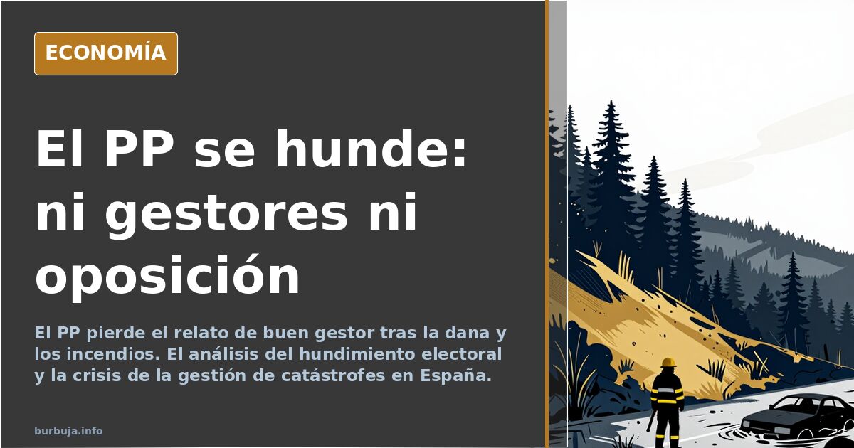 Ilustración editorial de un edificio institucional agrietado sobre un mapa de España, con documentos y contratos apilados en 