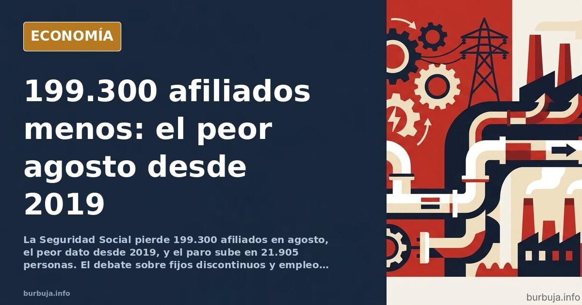Empleo en España: 199.300 afiliados menos en agosto, el peor dato desde 2019