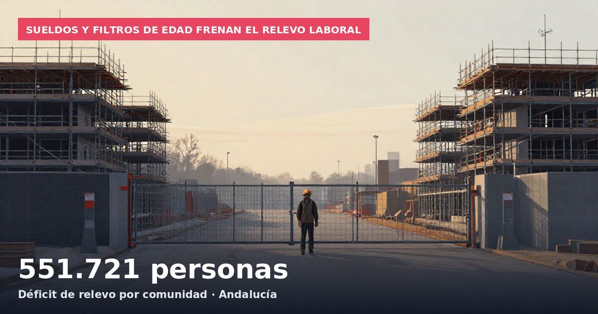 Sueldos y filtros de edad frenan el relevo laboral: 551.721 personas Déficit de relevo por comunidad · Andalucía