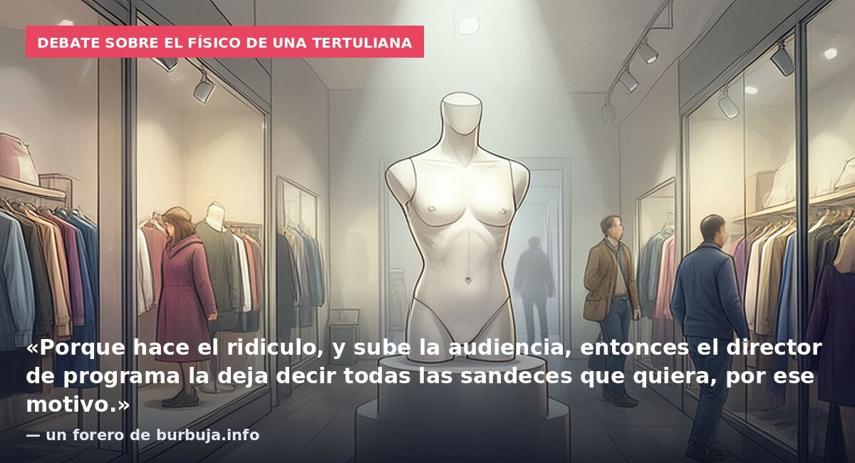 Debate sobre el físico de una tertuliana: «Porque hace el ridiculo, y sube la audiencia, entonces el director de programa la deja decir todas las sandeces que quiera, por ese motivo.» — un forero de burbuja.info