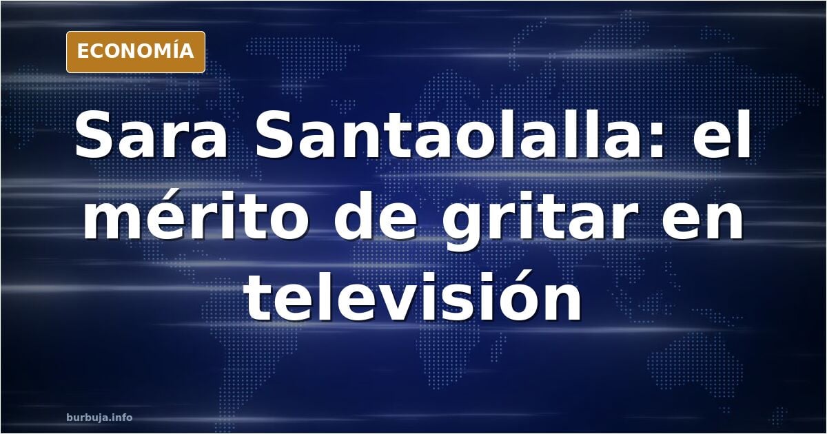 Ilustración editorial de una tertuliana gesticulando frente a cámaras de televisión en un plató