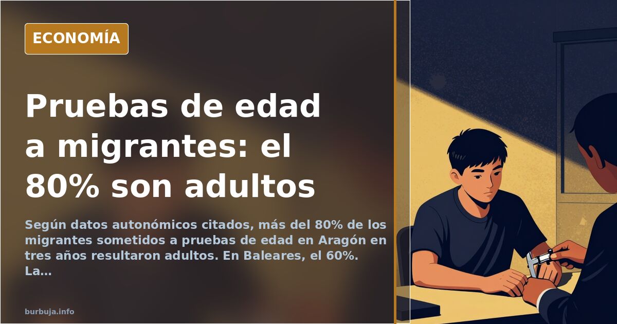 Ilustración editorial de un centro de menores con siluetas de adultos y niños bajo un sello de verificación de edad
