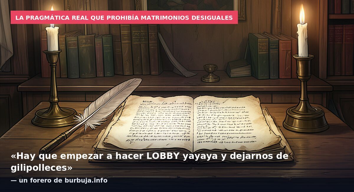 La pragmática real que prohibía matrimonios desiguales: «Hay que empezar a hacer LOBBY yayaya y dejarnos de gilipolleces» — un forero de burbuja.info