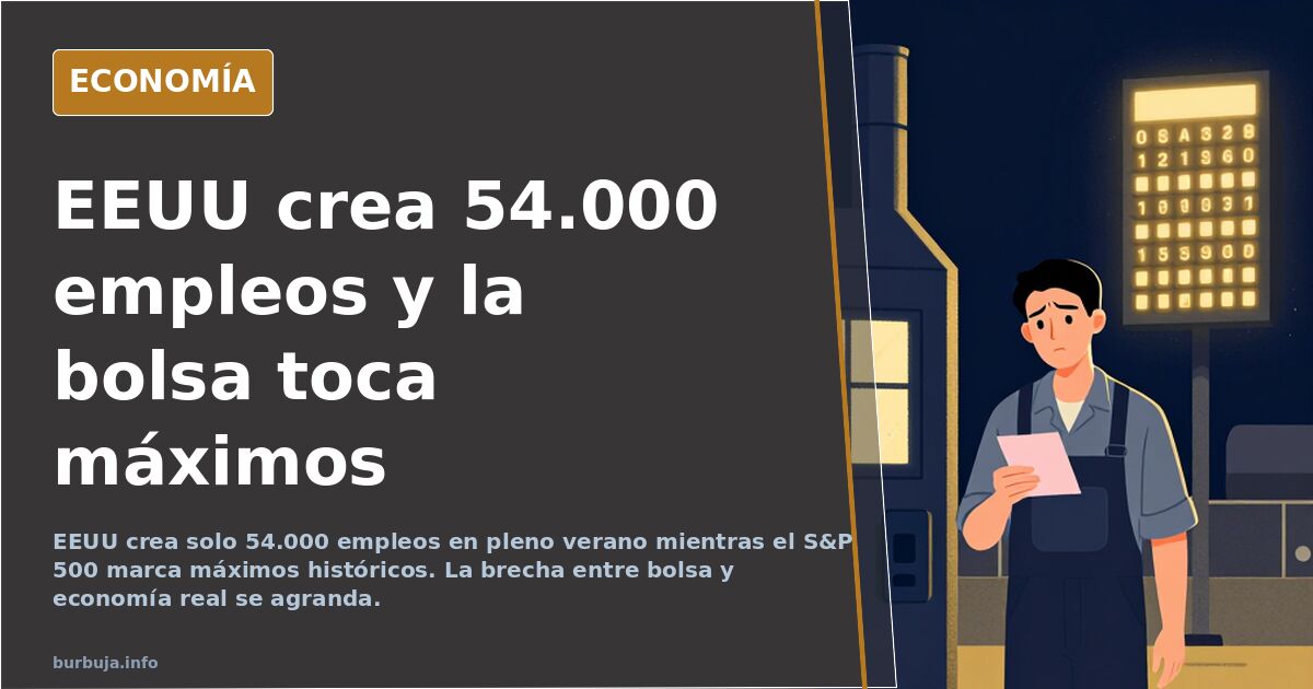 EEUU crea solo 54.000 empleos en pleno verano y el S&P 500 marca récord