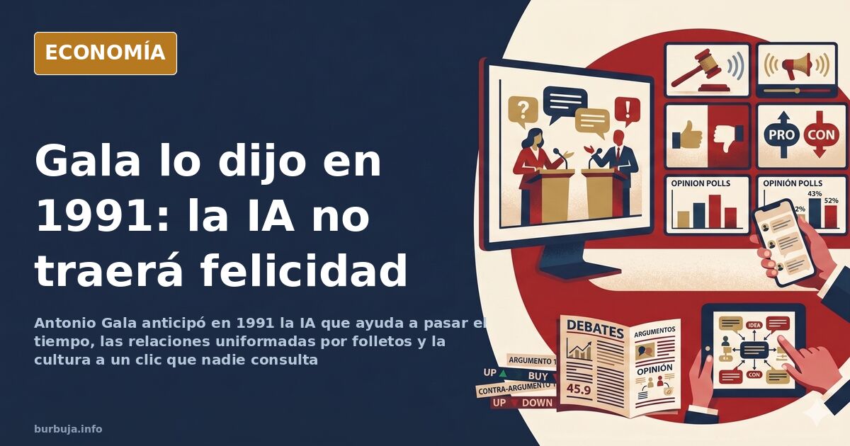 Ilustración editorial de una tecla pulsada sobre un fondo azul marino con siluetas de libros clásicos y una pantalla encendid