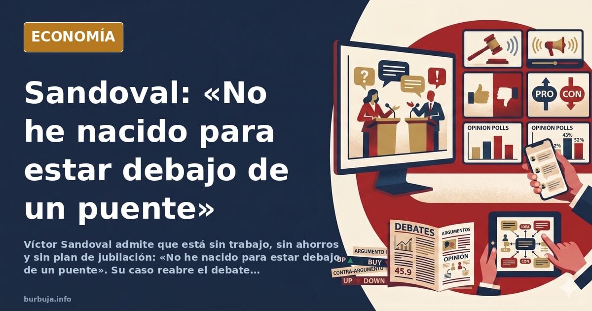 Ilustración editorial de un micrófono de televisión apagado sobre una mesa vacía junto a una hucha rota, en tonos azul marino