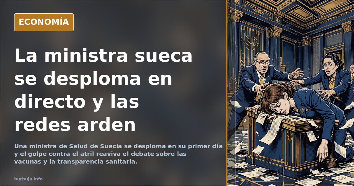 Ministra de Salud de Suecia desplomándose en una rueda de prensa y golpeándose contra el atril