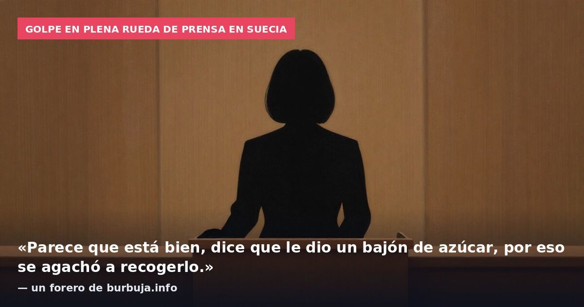 Golpe en plena rueda de prensa en Suecia: «Parece que está bien, dice que le dio un bajón de azúcar, por eso se agachó a recogerlo.» — un forero de burbuja.info