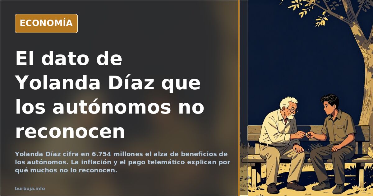 Ilustración editorial de una calculadora y facturas sobre una mesa junto a una gráfica de beneficios de autónomos en ascenso