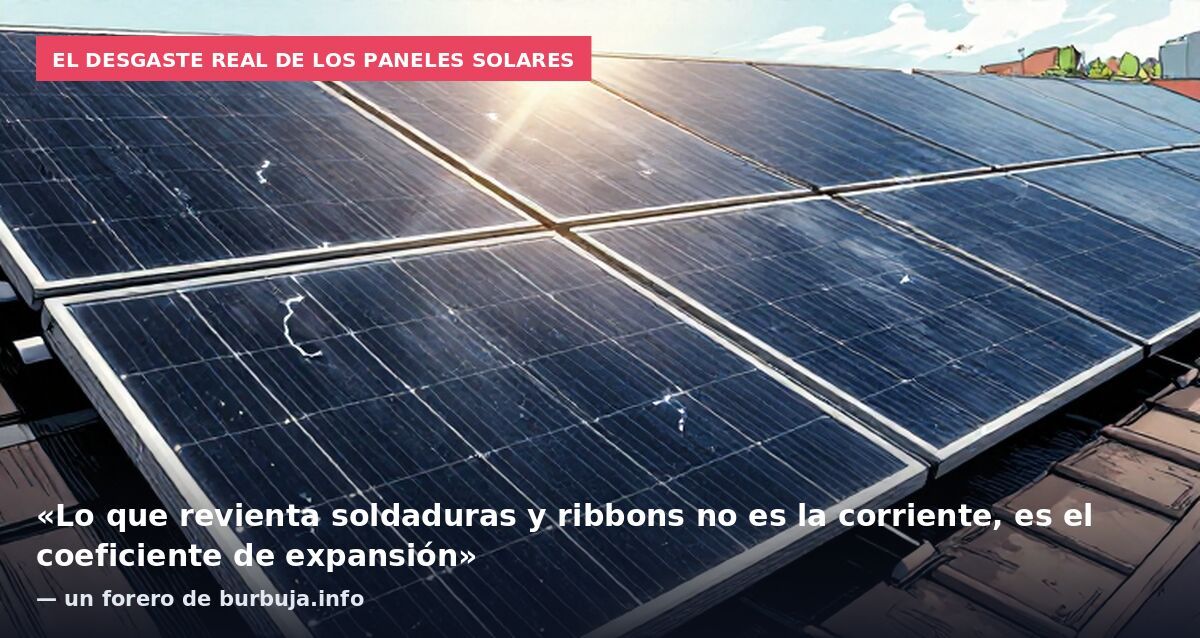 El desgaste real de los paneles solares: «Lo que revienta soldaduras y ribbons no es la corriente, es el coeficiente de expansión» — un forero de burbuja.info