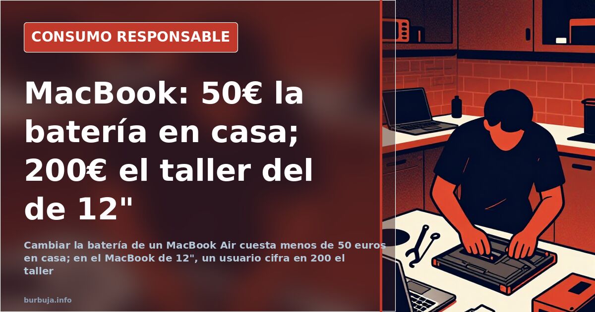 Batería de MacBook: 50€ en casa; 200€ en el taller del de 12"