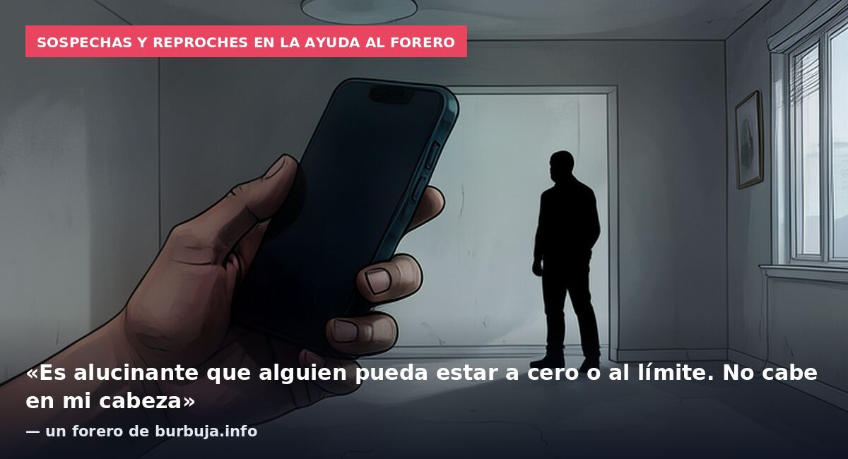 Sospechas y reproches en la ayuda al forero: «Es alucinante que alguien pueda estar a cero o al límite. No cabe en mi cabeza» — un forero de burbuja.info