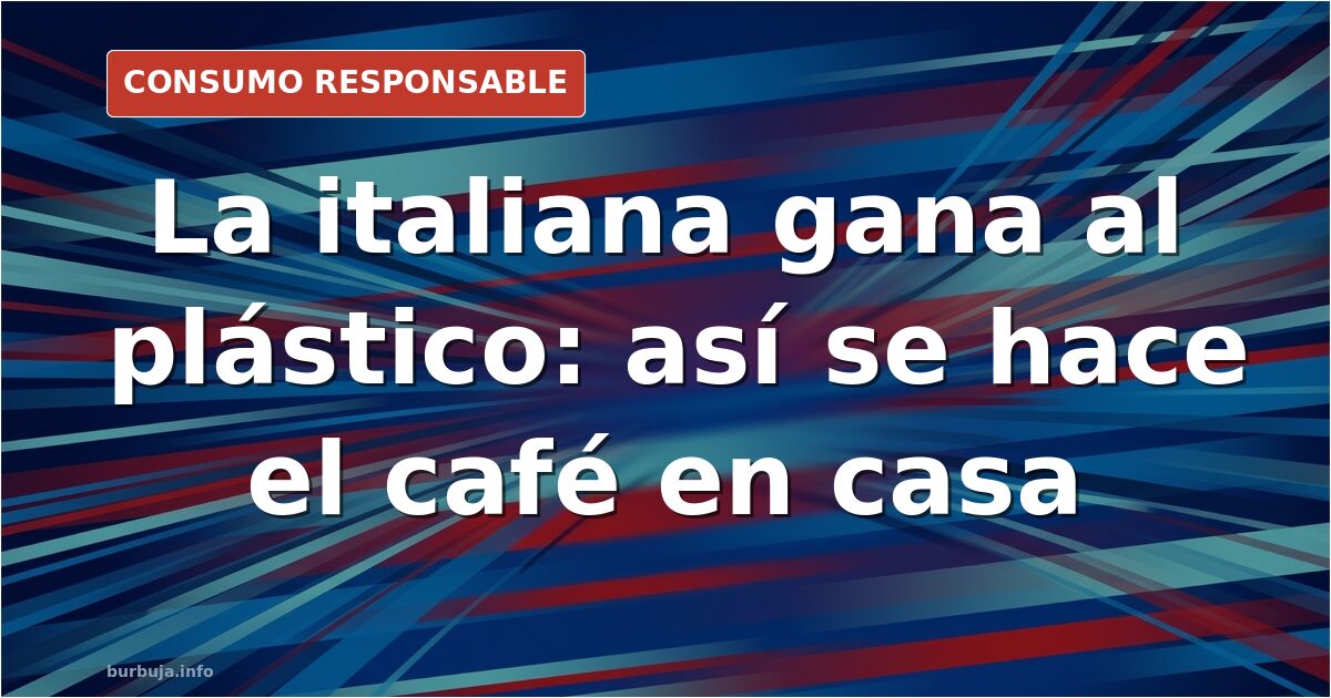 Cafetera italiana de acero sobre fogón con café saliendo y molinillo manual al lado