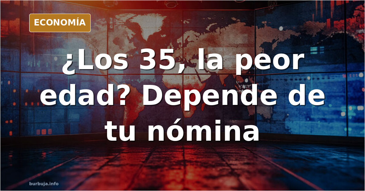 Ilustración editorial de un hombre de 35 años ante una balanza entre su juventud y sus obligaciones económicas