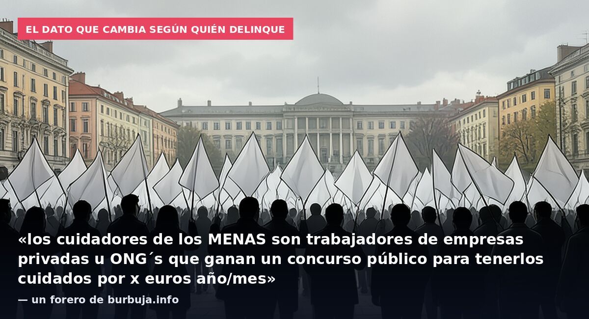 El dato que cambia según quién delinque: «los cuidadores de los MENAS son trabajadores de empresas privadas u ONG´s que ganan un concurso público para tenerlos cuidados por x euros año/mes» — un forero de burbuja.info