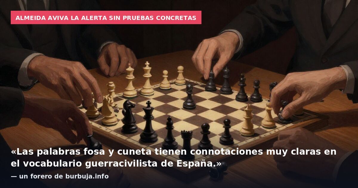 Almeida aviva la alerta sin pruebas concretas: «Las palabras fosa y cuneta tienen connotaciones muy claras en el vocabulario guerracivilista de España.» — un forero de burbuja.info
