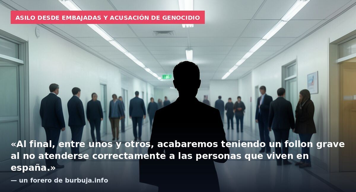 Asilo desde embajadas y acusación de genocidio: «Al final, entre unos y otros, acabaremos teniendo un follon grave al no atenderse correctamente a las personas que viven en españa.» — un forero de burbuja.info