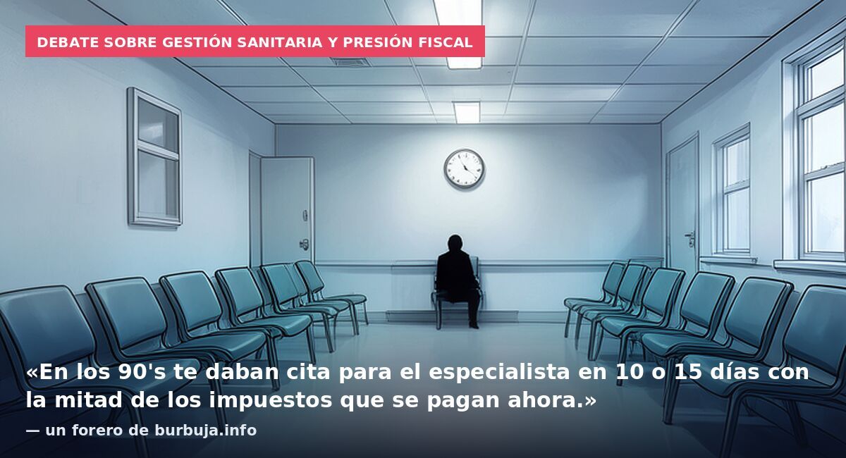 Debate sobre gestión sanitaria y presión fiscal: «En los 90's te daban cita para el especialista en 10 o 15 días con la mitad de los impuestos que se pagan ahora.» — un forero de burbuja.info