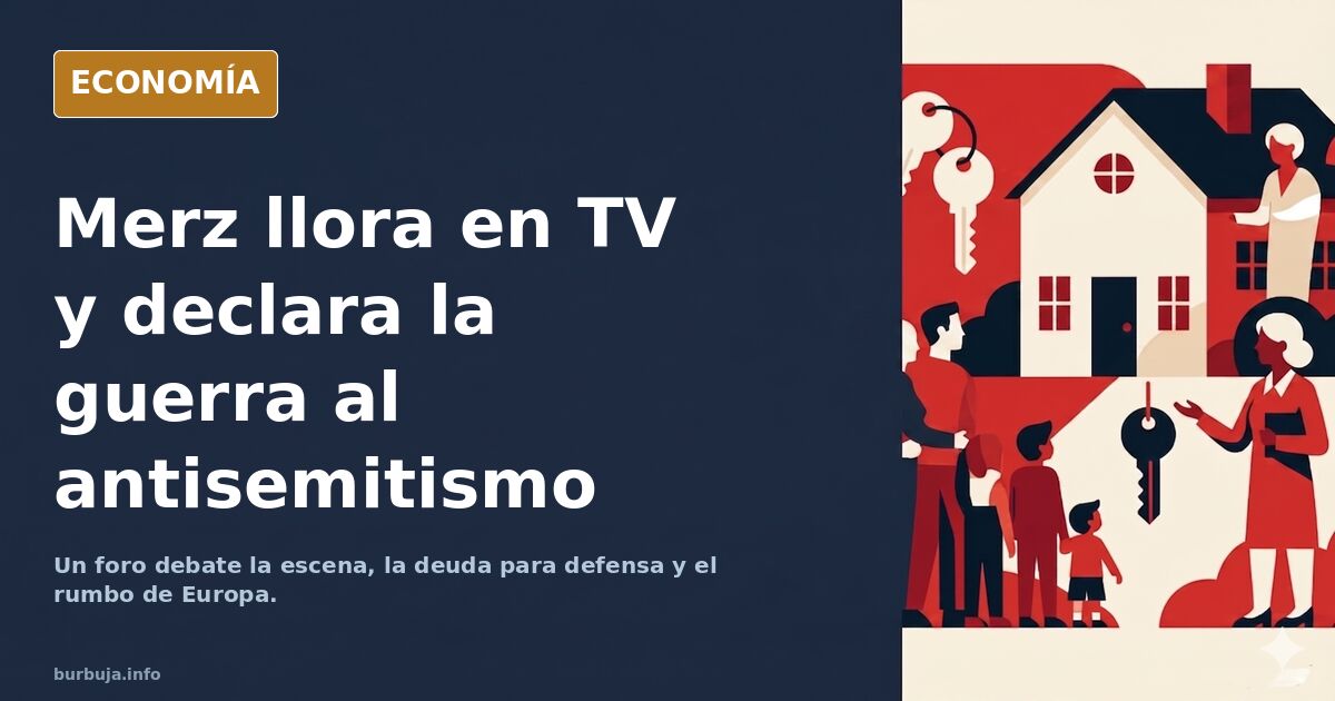 Canciller alemán Friedrich Merz visiblemente emocionado durante una entrevista televisiva sobre antisemitismo