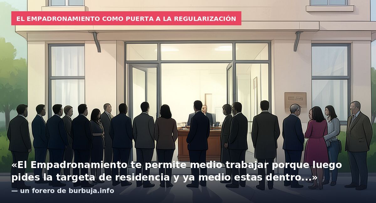 El empadronamiento como puerta a la regularización: «El Empadronamiento te permite medio trabajar porque luego pides la targeta de residencia y ya medio estas dentro...» — un forero de burbuja.info