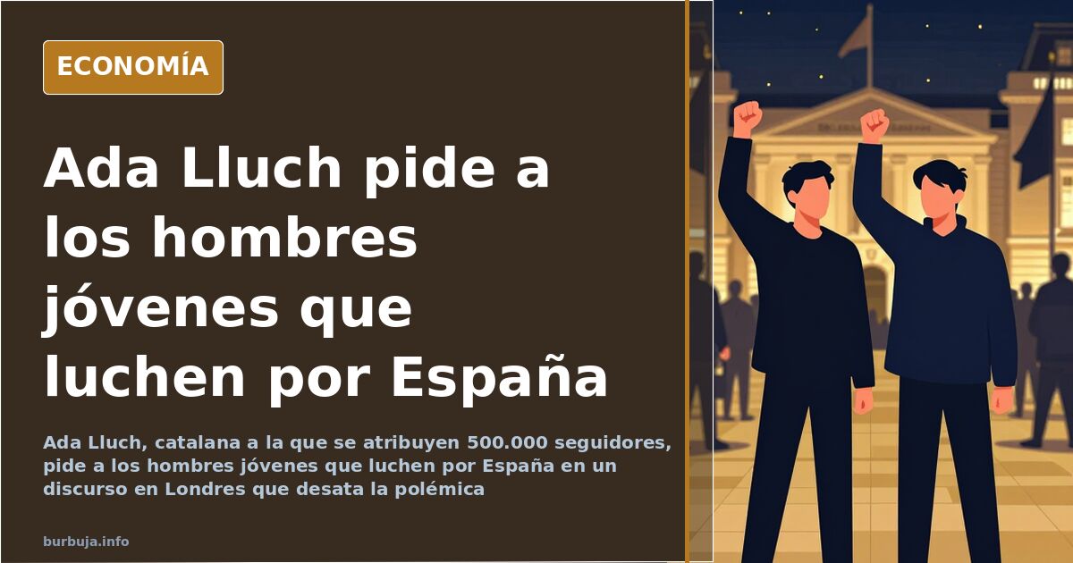 Mujer joven con micrófono ante una concentración en Londres durante un discurso político